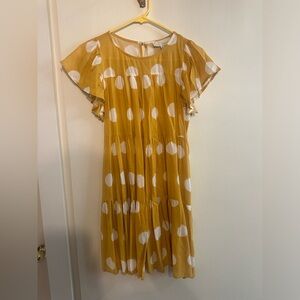 Yellow and white polka dot sun dress size small